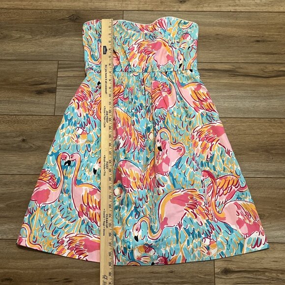 Lilly Pulitzer Wyatt Strapless Mini Dress SZ 4 Pink Blue Peel and Eat Flamingo - Picture 4 of 16